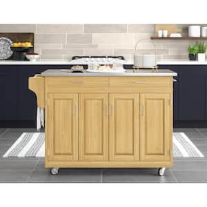 Create-a-Cart Natural Kitchen Cart With Stainless Top