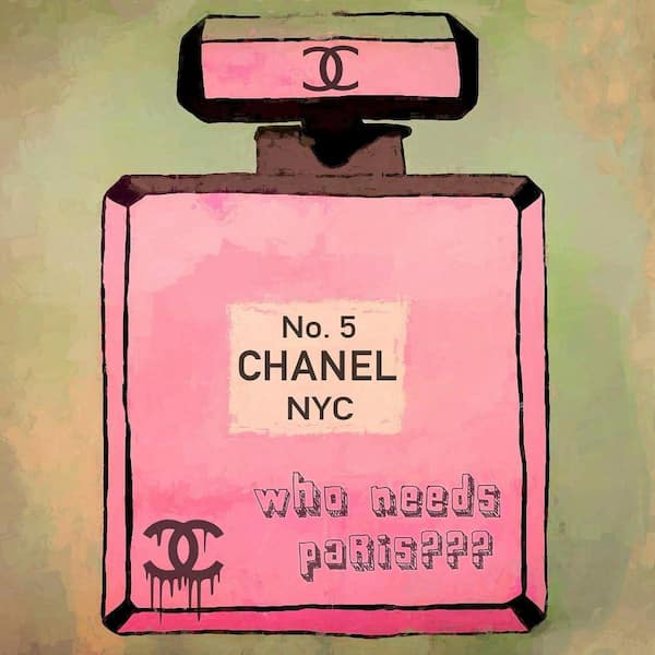 VENICE BEACH Collections Chanel NYC Bottle by Grotto Studios 1 Piece Unframed Graphic Print Abstract Poster Art Print 20 in. x 20 in.