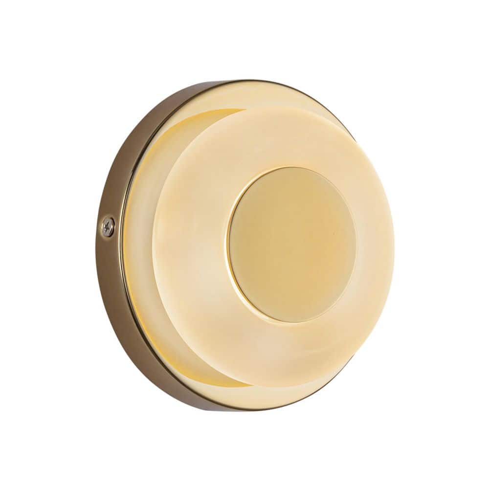 Stephord 4-in 1 Light 6-Watt Metallic Brass/Frosted Glass Integrated LED Wall Sconce price history on PriceWatchPro