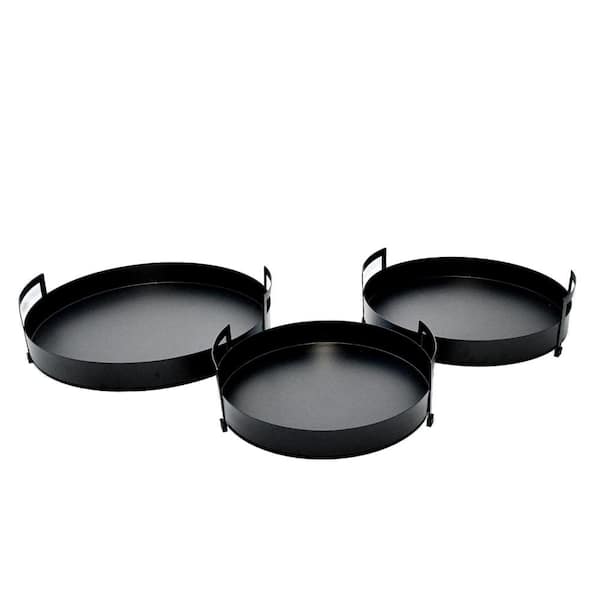 Benjara Black Decorative Tray (Set of 3)