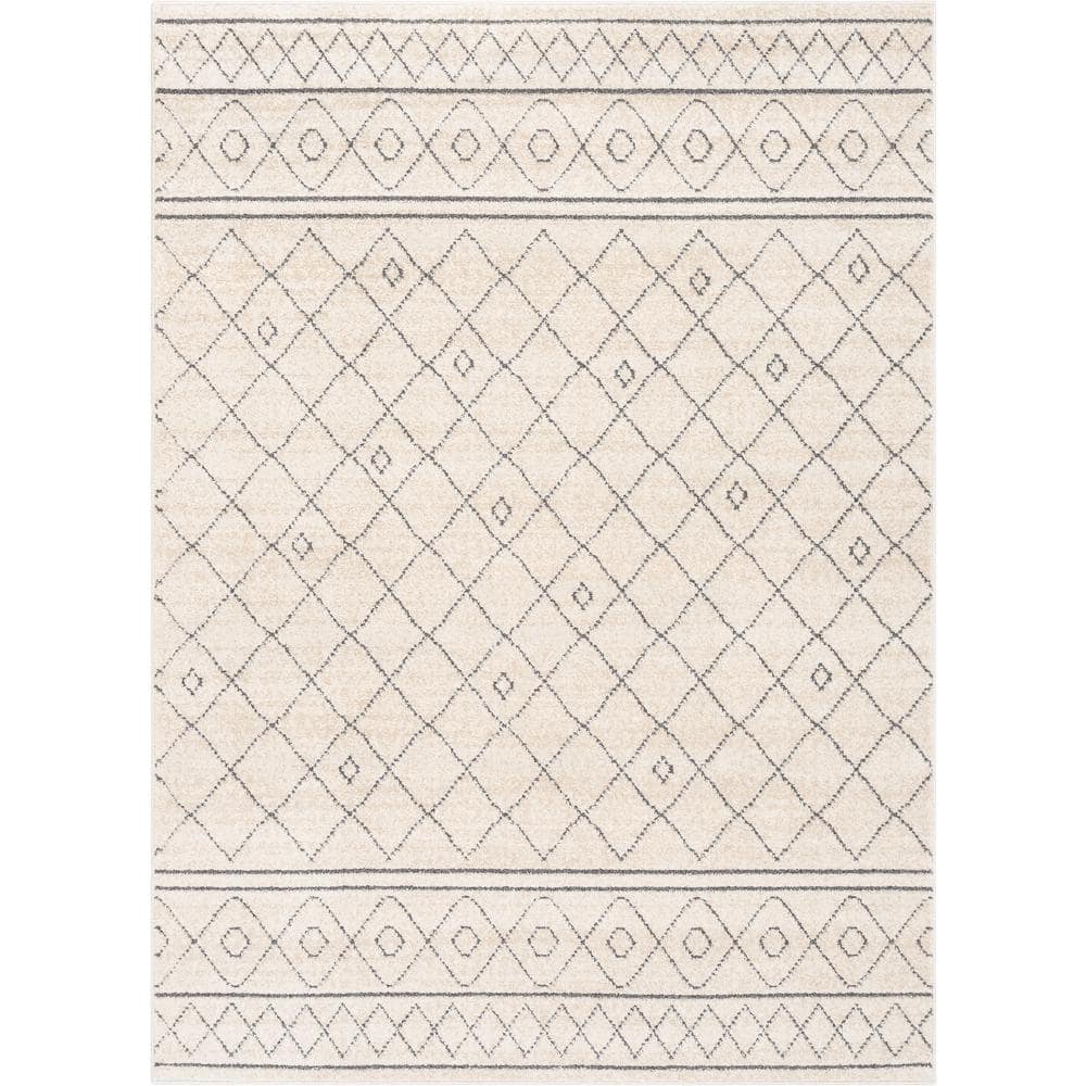 Well Woven Malaga Mara Moroccan Lattice Trellis Ivory 5 3  x 7 3  Area Rug