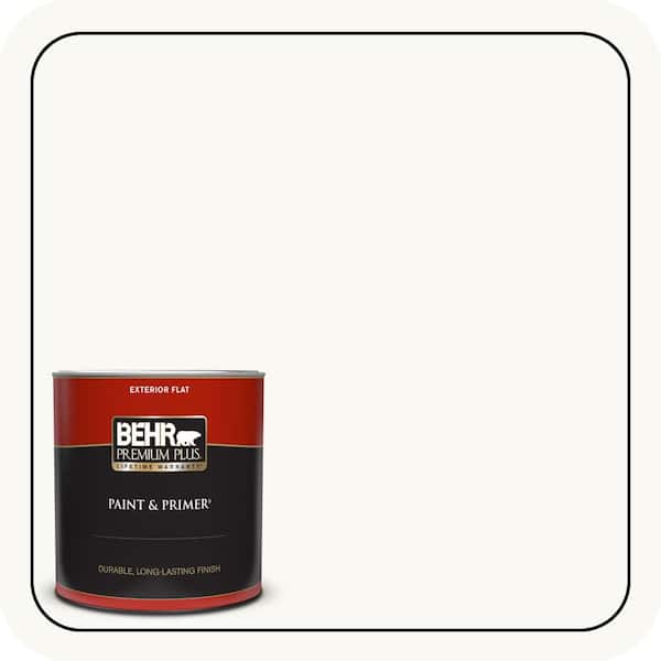 BEHR PREMIUM PLUS 1 qt. #PR-W15 Ultra Pure White Flat Exterior Paint & Primer