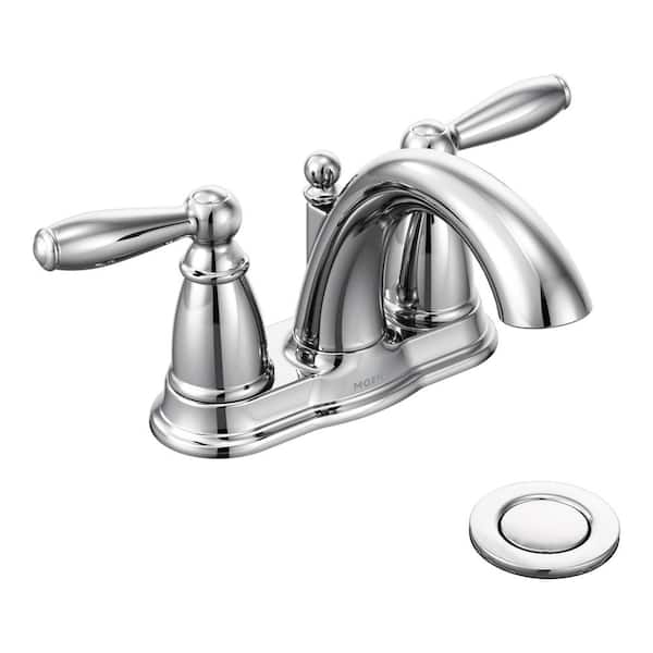 MOEN Brantford 4 in. Centerset 2-Handle Low-Arc Bathroom Faucet in