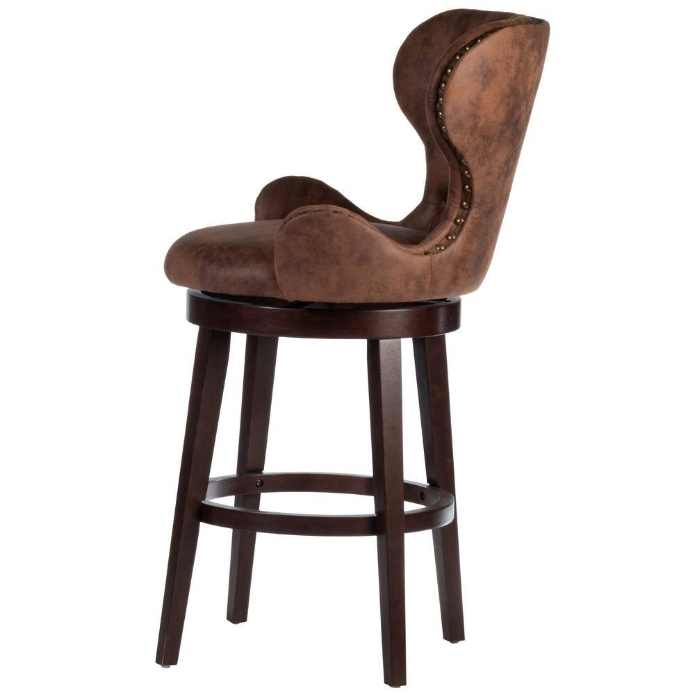 Mid-City 26" Brown Faux Leather Swivel Counter Stool