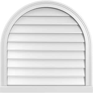 28 in. x 28 in. Round Top Surface Mount PVC Gable Vent: Decorative with Brickmould Sill Frame