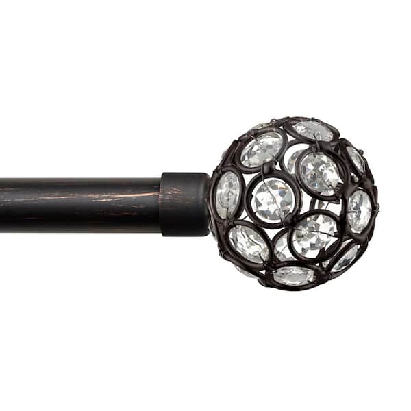 EXCLUSIVE HOME Rings 36 in. - 72 in. Adjustable 1 in. Single Curtain Rod Kit in Oil Rubbed Bronze with Finial