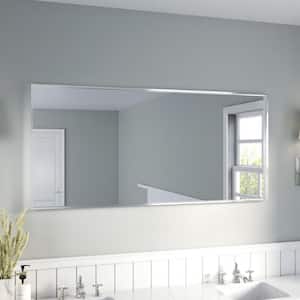 60 in. W x 28 in. H Silver Aluminum Rectangular Framed Wall Bathroom Vanity Wall Mount Mirror