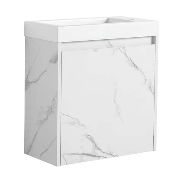 Aoibox 19.70 in. W x 9.90 in. W x 21.30 in. H Single Sink Floating Wall-Mounted Bath Vanity in White with White Resin Sink