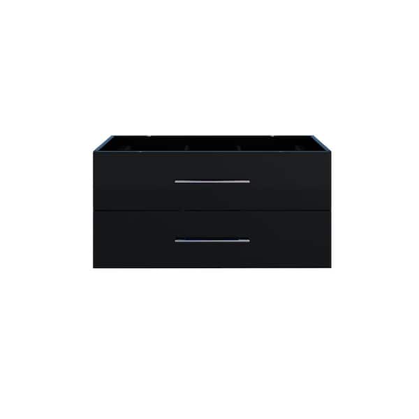 VOLPA USA AMERICAN CRAFTED VANITIES Napa 42 in. W x 20 in. D x 21 in. H Single Sink Bath Vanity Cabinet without Top in Glossy Black, Wall Mounted