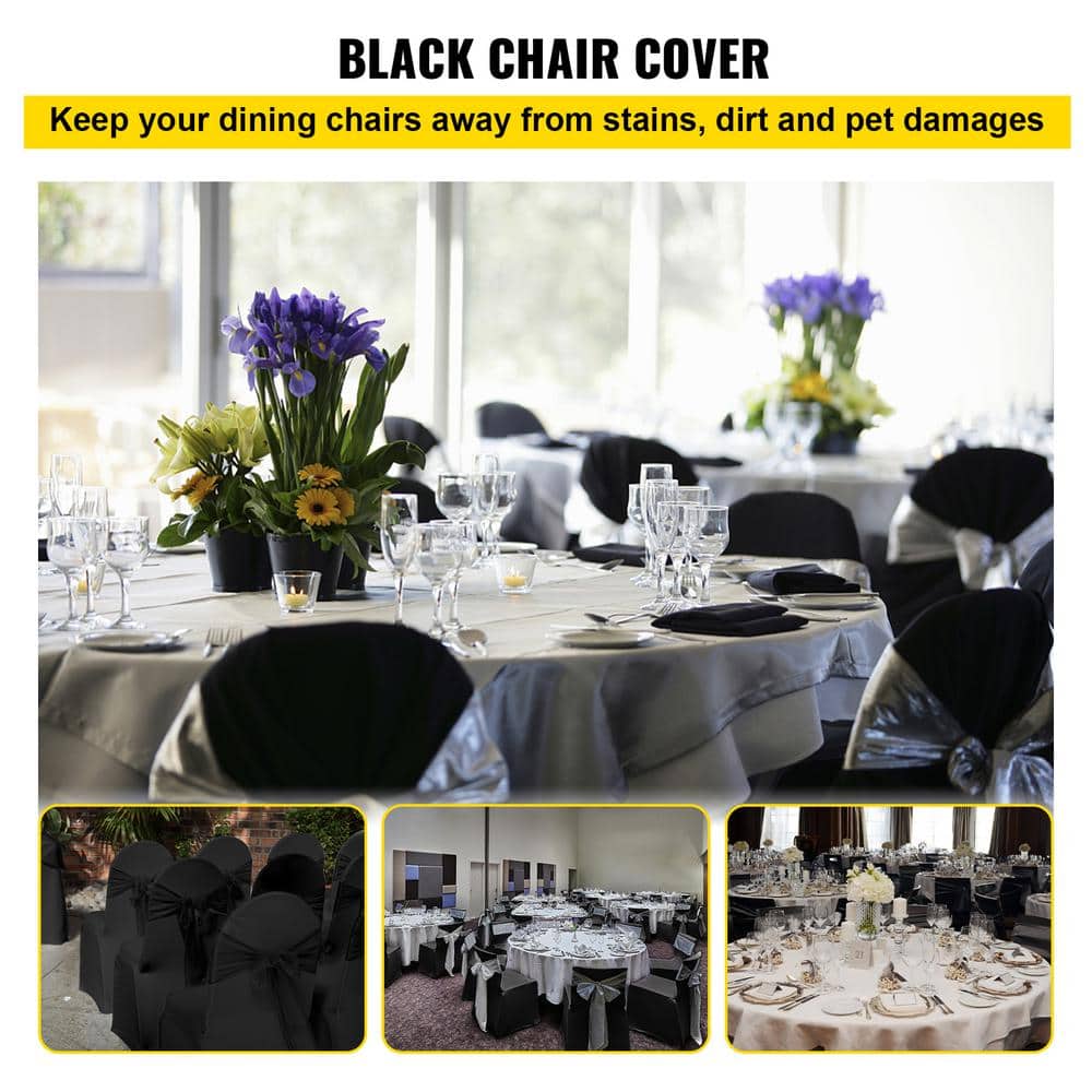 Black Stretch Spandex Dining Chair Covers, Set of 50