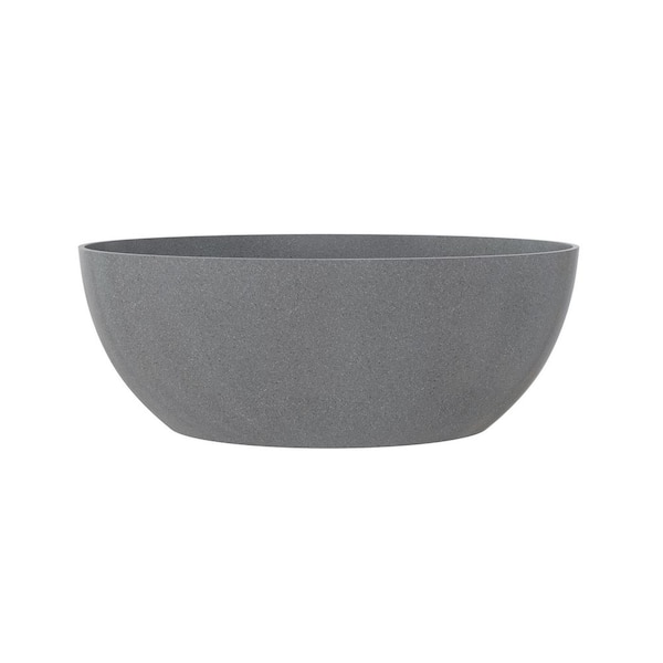 63 in. x 31 in. Terrazzo Stone Solid Surface Flatbottom Freestanding Soaking Bathtub in Gray (Outdoor-Compatible)
