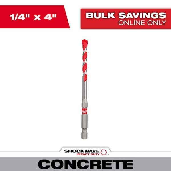 1/4 in. x 2 in. x 4 in. SHOCKWAVE Carbide Hammer Drill Bit for Concrete, Stone, Masonry Drilling