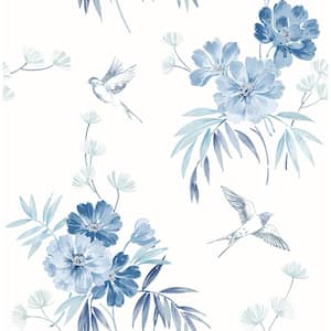 Deja Blue Floral Paper Strippable Roll (Covers 56.4 sq. ft.)