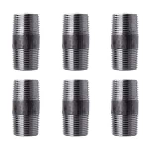 1 in. x 2-1/2 in. Black Industrial Steel Grey Plumbing Nipple (6-Pack)