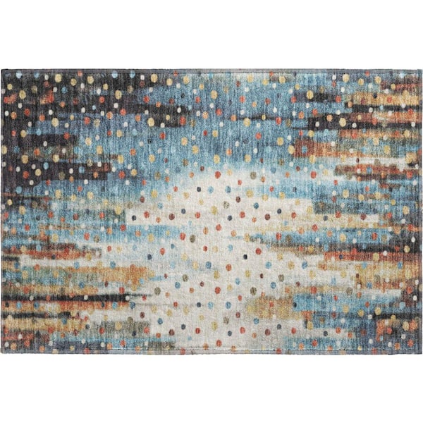 Mayfield Premium Machine Washable Abstract AMF2213 Teal 2 ft. x 3 ft. Accent Rug