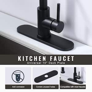 10 in. x 2.56 in. x 0.37 in. Stainless Steel Kitchen Sink Faucet Hole Cover Deck Plate Escutcheon in Matte Black