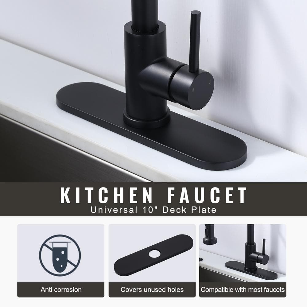 10" Matte Black Stainless Steel Kitchen Sink Faucet Hole Cover Deck Plate