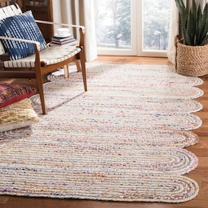 Cape Cod Ivory/Multi 3 ft. x 5 ft. Striped Braided Abstract Area Rug