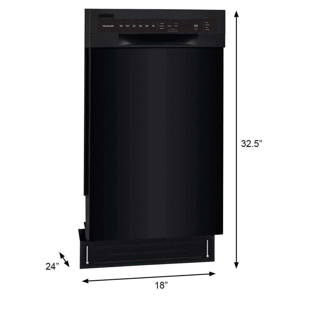 18-inch Black Built-in Dishwasher with Stainless Steel Tub