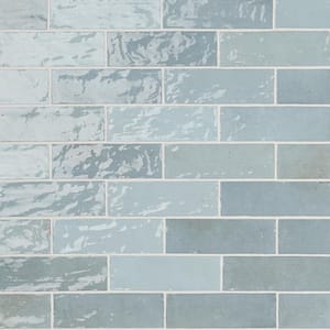 Kingston Blue 3 in. x 8 in. Polished Ceramic Wall Tile (5.38 sq. ft./case)