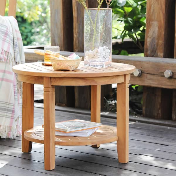 Cambridge Casual Cambridge Casual Heaton 24 in. Natural Teak Wood Outdoor Side Table