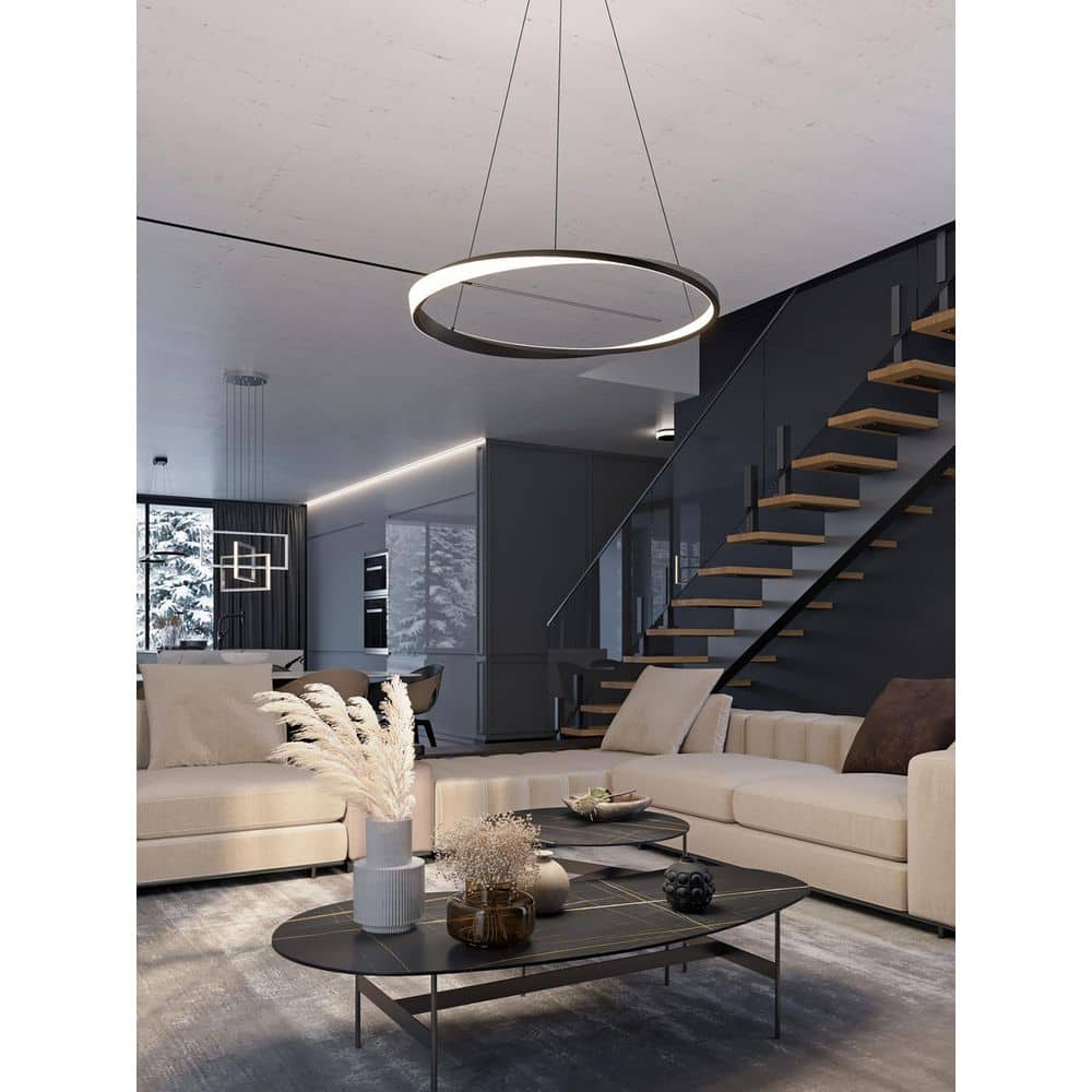 Oberon 20-Watt 1-Light Black Shaded Integrated LED Pendant Light with Acrylic Shade price history on PriceWatchPro