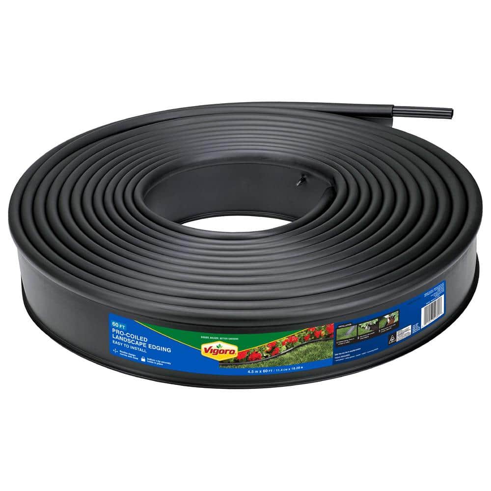 Vigoro 4.5 in. x 60 ft. Black Plastic Lawn Edging 54360 - The Home