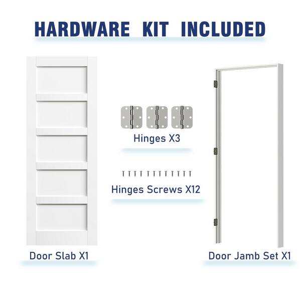 TENONER 30 in. x 80 in. 5 -Panel, Composite, White Primed, MDF