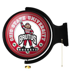 Ohio State Buckeyes: Brutus Design - Original "Pub Style" Round Rotating Lighted Wall Sign (23"L x 21"W x 5"H)