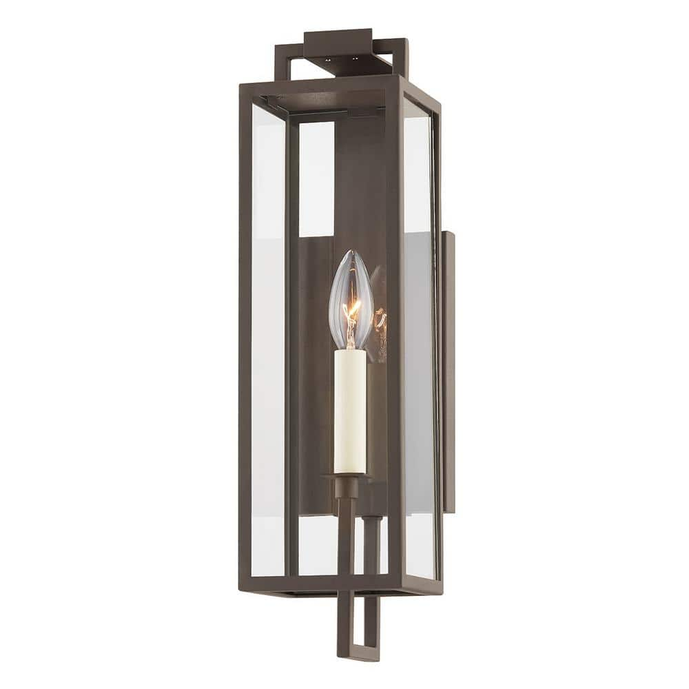 Troy Lighting Beckham 4.75 in. 1-Light Textured Bronze Outdoor Lantern ...