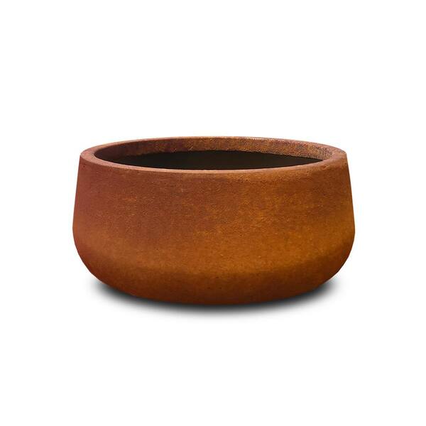 KANTE 20 in. Dia Round Iron Oxide Concrete Bowl Planter, Outdoor Indoor Large Planter Pot with Drainage Hole