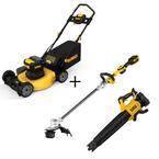 20V MAX 21.5 in. Walk Behind Push Lawn Mower Kit, Cordless String Trimmer, Leaf Blower & (2) 10 Ah Battteries & Charger