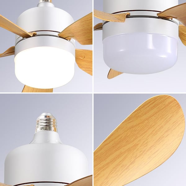 16 in. Indoor White Socket Ceiling Fan with Light and Remote, LED Light Included