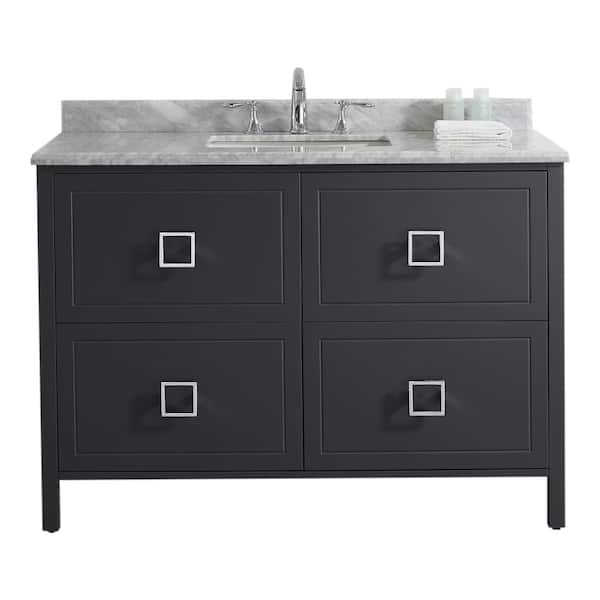 Home Decorators Collection Drexel 48 in. W Vanity in Charcoal with Marble Vanity Top in White with White Sink