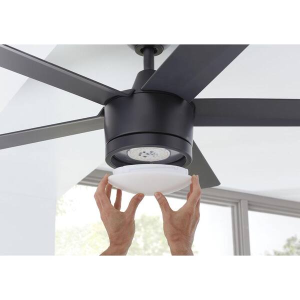 Merwry 52'' Integrated LED Indoor Matte Black Ceiling Fan /Light Kit Remote HDC 