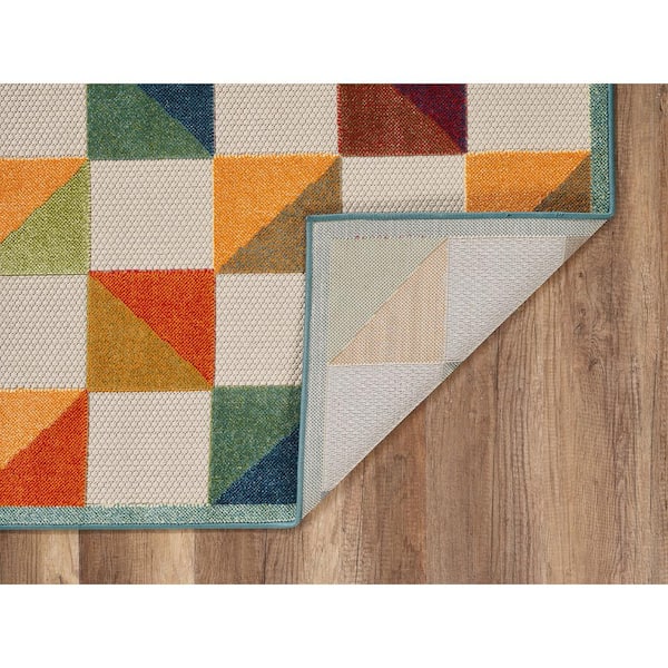 Calla Ivory/Multi Scope 7 ft. x 9 ft. Geometric Indoor/Outdoor Area Rug