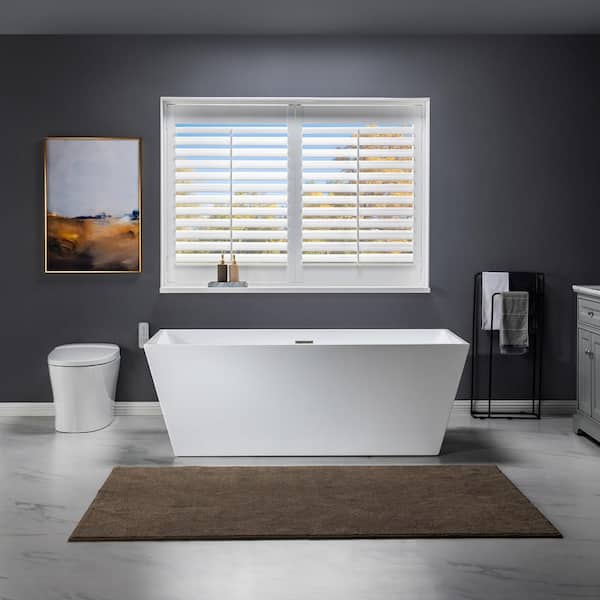 WOODBRIDGE Zurich 67 in. Acrylic FlatBottom Rectange Bathtub with Brushed Nickel Overflow and Drain Included in White