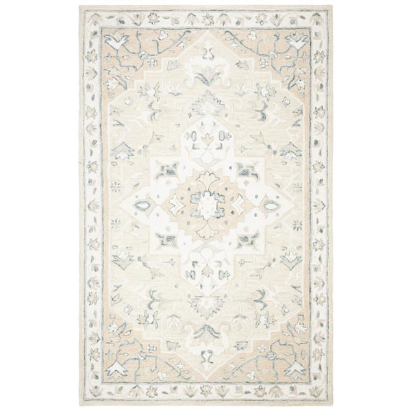 SAFAVIEH Micro-Loop Beige/Ivory 4 ft. x 6 ft. Border Area Rug