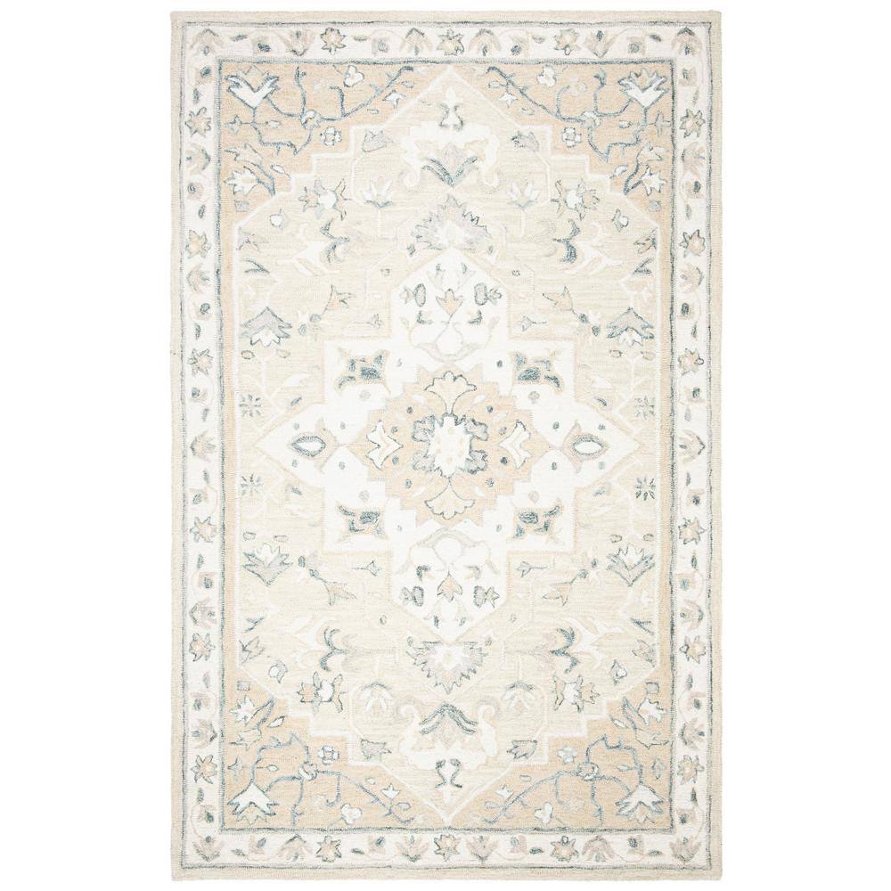 Handmade Beige and Ivory Wool Tufted Area Rug