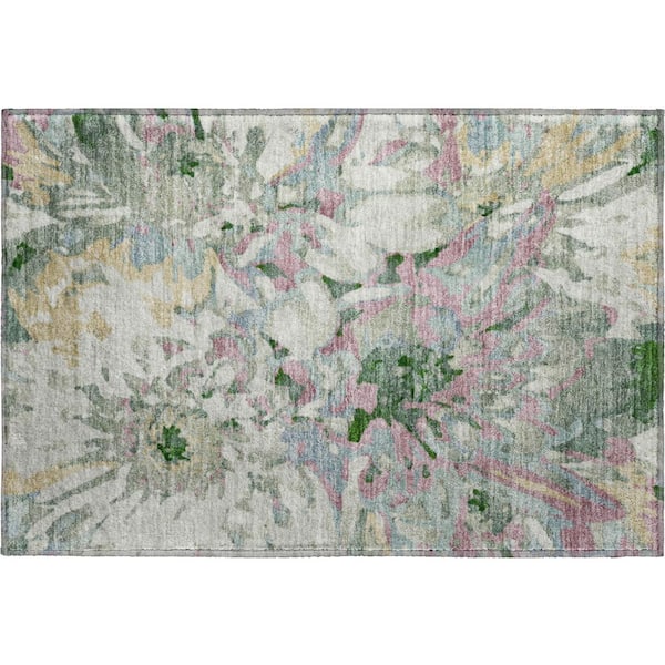 Mayfield Premium Machine Washable Abstract AMF2340 Sage 3 ft. x 4 ft. Area Rug