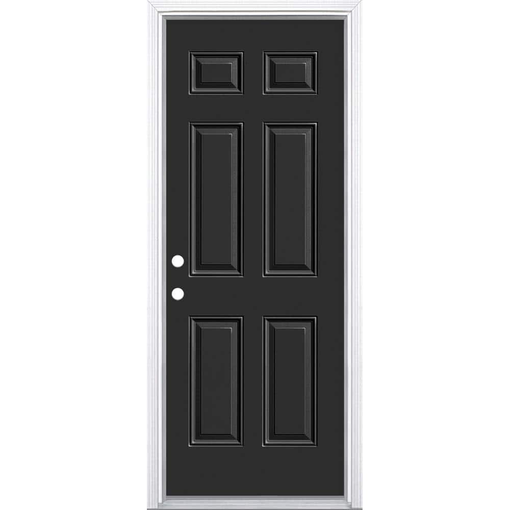 30 in. x 80 in. 6-Panel Right-Hand Inswing Painted Steel Prehung Front Exterior Door with Brickmold price history on PriceWatchPro