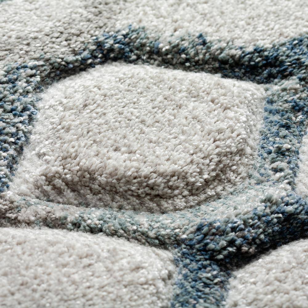 Carmona 8' x 10' Gray and Blue Geometric Synthetic Rug