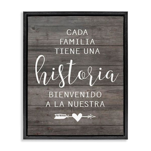 Stupell Industries Family History Translation by Lettered and Lined Black Floater Frame Typography Graphic Art Print 31 in. x 25 in.