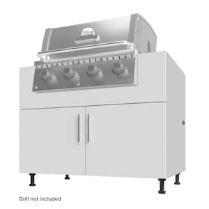 Miami Shell White Matte 42 in .x 34.5 in. x27 in. Flat Panel Stock Base Kitchen Cabinet Grill 2-Door