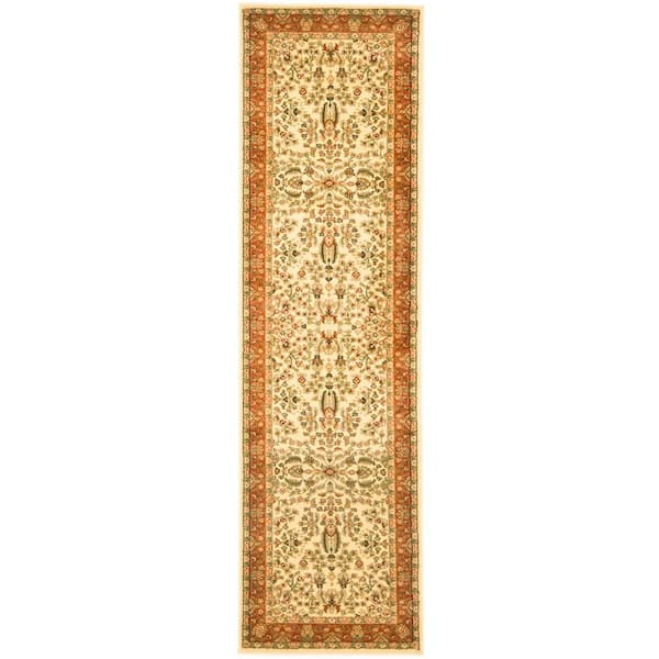 SAFAVIEH Lyndhurst Ivory/Rust 2 ft. x 12 ft. Border Antique Floral Runner Rug