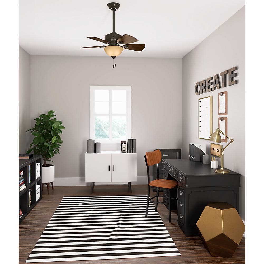 WhisperWind 34" New Bronze Ceiling Fan with Walnut Blades and LED Lights