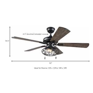 Ellard 52 in. Matte Black LED Smart Ceiling Fan with Light and Hubspace Remote Control works with Google and Alexa