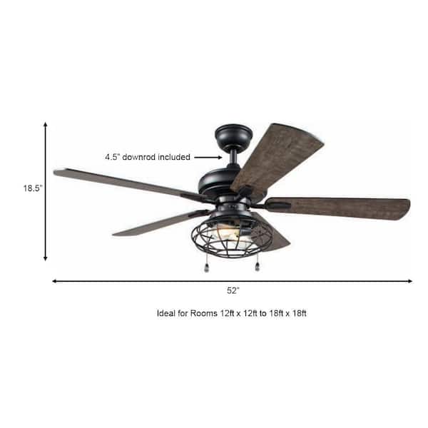 Home Decorators Collection YG629A-MBK Indoor Ceiling Fan with Light Matte Black for sale online 