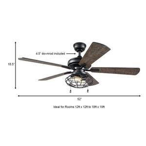Ellard 52 in. LED Indoor Matte Black Ceiling Fan with Light
