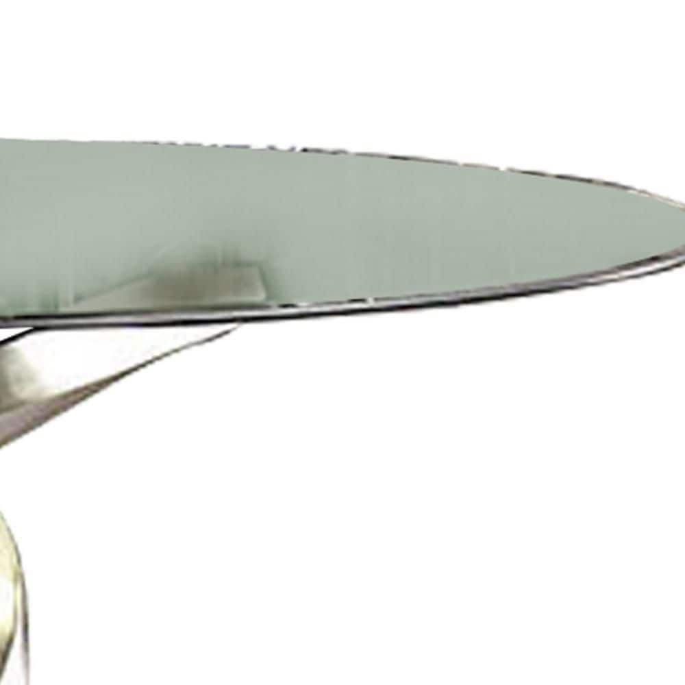 48" Round Glass Extendable Dining Table with Silver Base